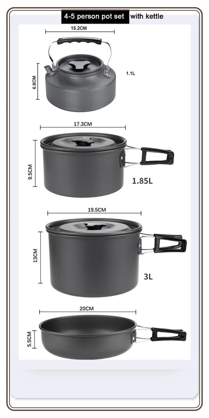 Camping Cookware Set for 1-7 Persons, Lightweight and Portable Pot and Pan with Carrying Bag, Perfect for Outdoor Camping