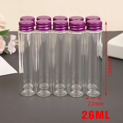 10PCS/lot  5/7/10/14/18/20/26ML Tiny Glass Jars Bottles Screw Cap Storage Jar Mini Containers GLASS Transparent Vial Bottles