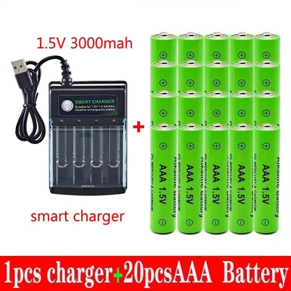 AAA Rechargeable Battery 3000mAh 1 5V New Alcalinas Battery USB Charger Included