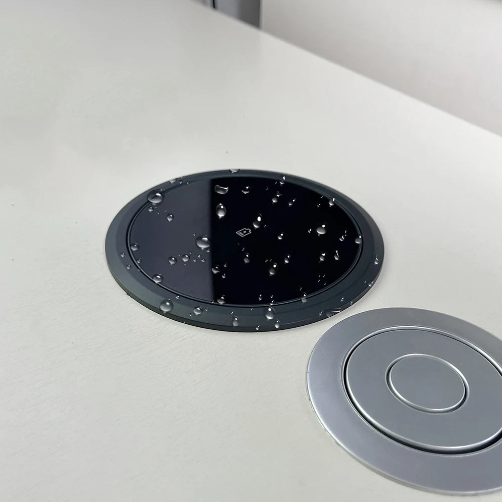 Tempered Glass Top Kitchen Counter Smart Pop Up Socket Push Button 4 Sides Electrical Socket with Usb Type-c Charger