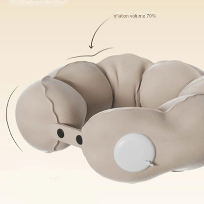 Pressed Inflation Inflatable Travel Pillow Lightweight Comfort U-shaped Pillow Head Neck Support with Storage Bag