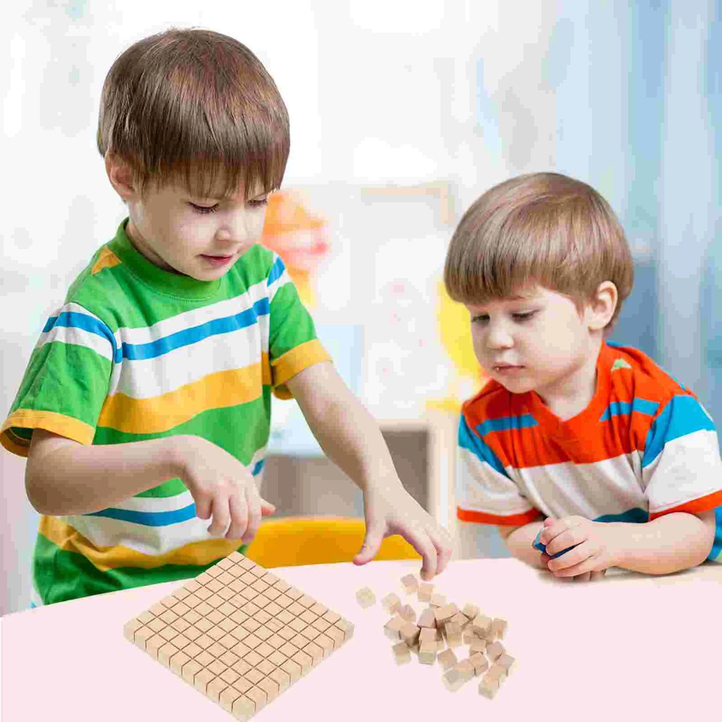 61 Pcs Math Building Blocks Decimal Operation Wood Cubes Manipulatives Counting Blocks Educational Supplies Drafting Supplies