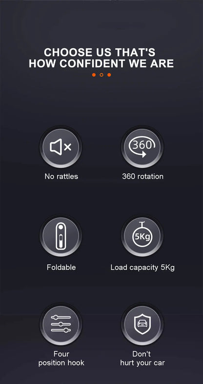 SEAMETAL 2 in 1 Car Seat Back Hook with Phone Holder Stable Headrest Hanging Hook Anti Slip Silicone Pad Hidden Rear Row Hanger