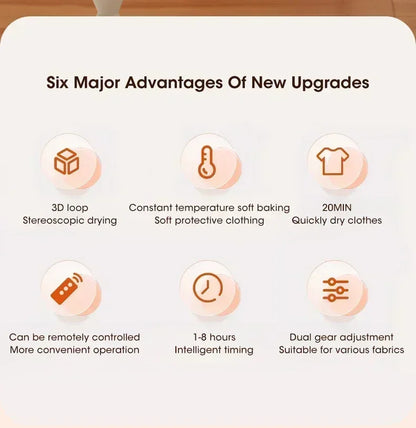 Mini Portable Foldable Electric Dryer with Intelligent Timer Fast Drying Household Cabinet Compact Travel Drying Bag Included