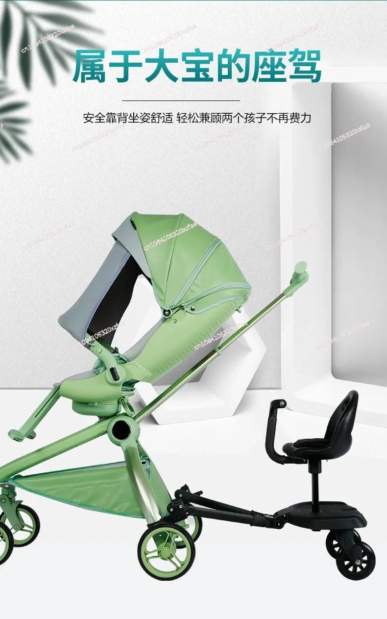 Innovative Baby Stroller Add - on: Auxiliary Pedal & Seat Combo for Hassle - Free Outings with Two Kids