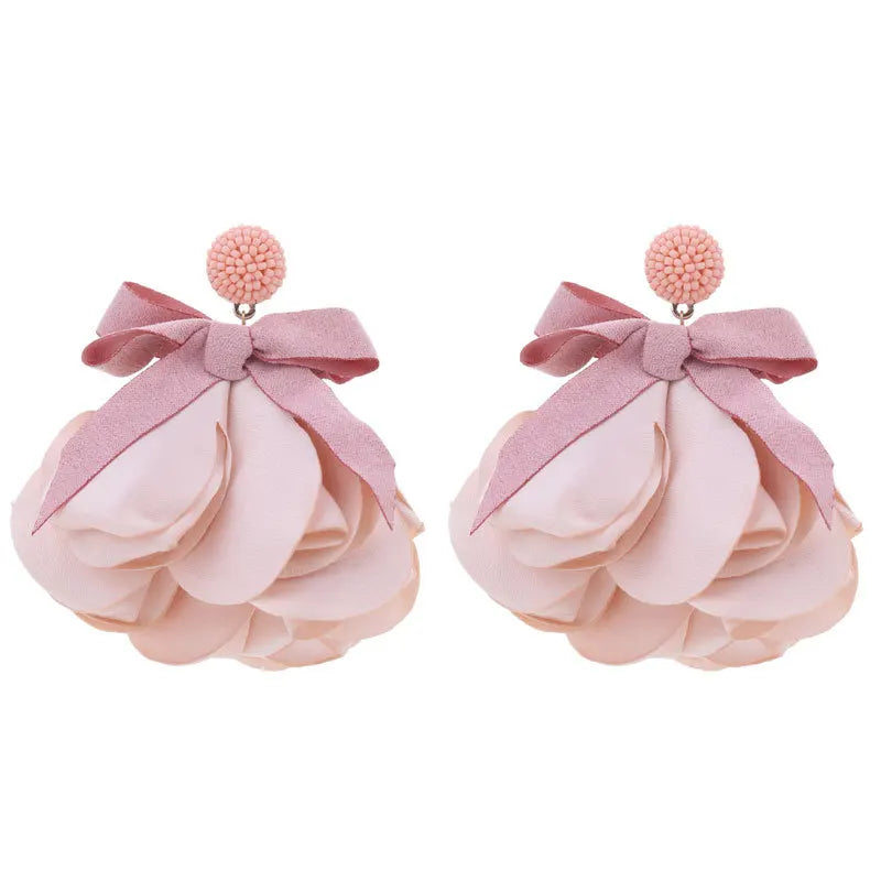 Bohemian Flowers&Bow Big Dangle Earrings For Women Girl Trendy Luxury Vintage Fairy Wedding Party Jewelry Accessoies