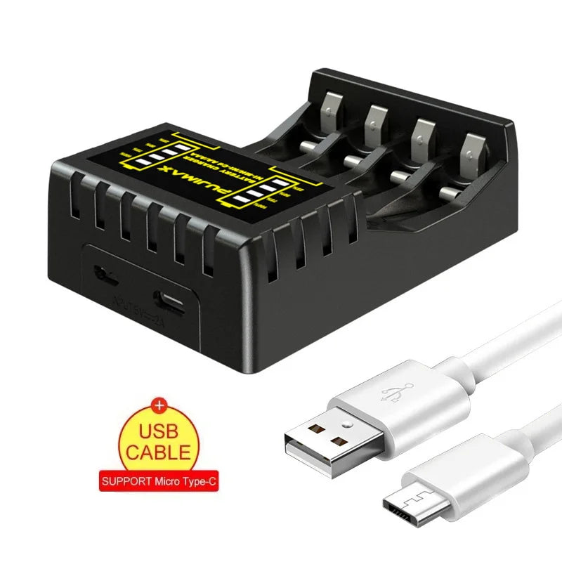 4 Slot Battery Charger For AAA/AA Rechargeable Batter Charger With LED Indicator Charger Cable For AA/AAA Ni-MH/Ni-Cd Batteries