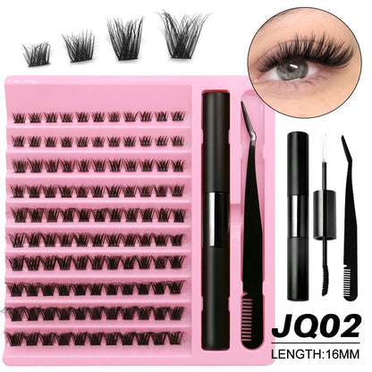 GROINNEYA DIY Lash Extension Kit Lash Clusters With Waterproof Strong Hold Lash Bond And Seal And Eyelash Tweezers Lash Cluster