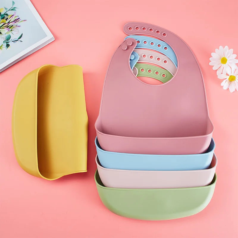 Eating Enlarged and Widened Bib Waterproof Silicone Super Soft and Light Feeding Complementary Food Children's Bib Saliva Pocket