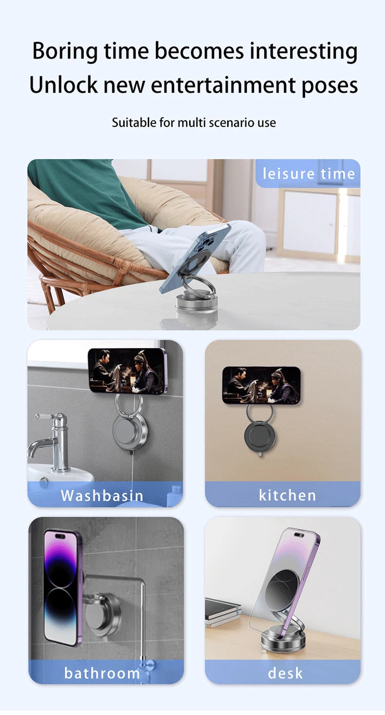 Foldable Car Phone Mount Dashboard Phone Bracket Ultra Magnetic Phone Holder 360 Degree Rotation Vacuum Suction Cup GPS Stand