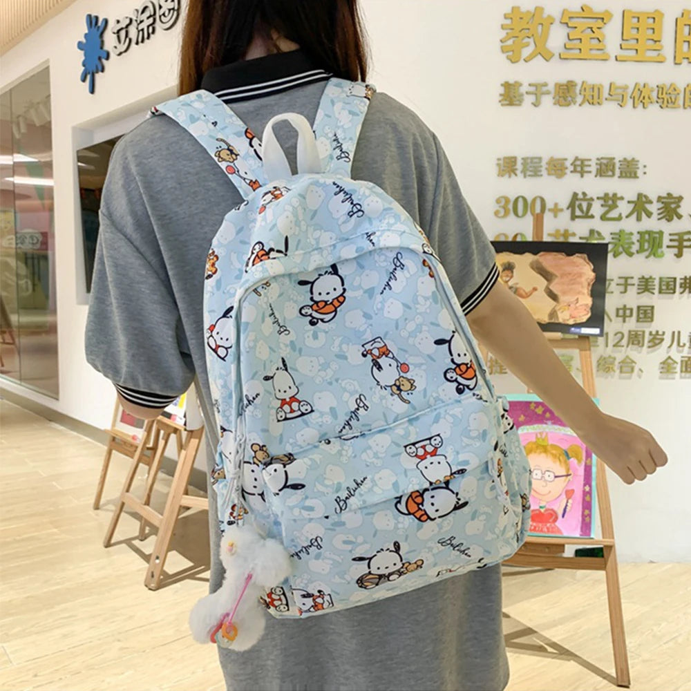 Sanrio Cartoon School Bags Pochacco Schoolbags High School College Students Backpacks with Keychain Student Handbags Pencil Case