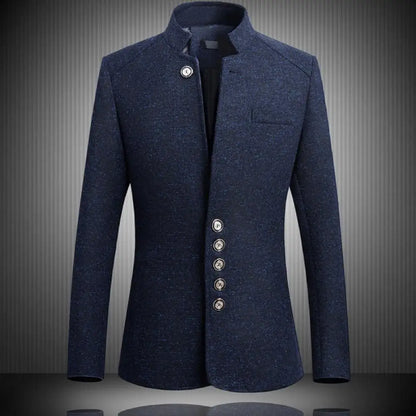 Men Suit Coat Luxury Men Business Casual Solid Color Suit Jacket Oversize Coats Male Stand Collar Single breasted Blazer