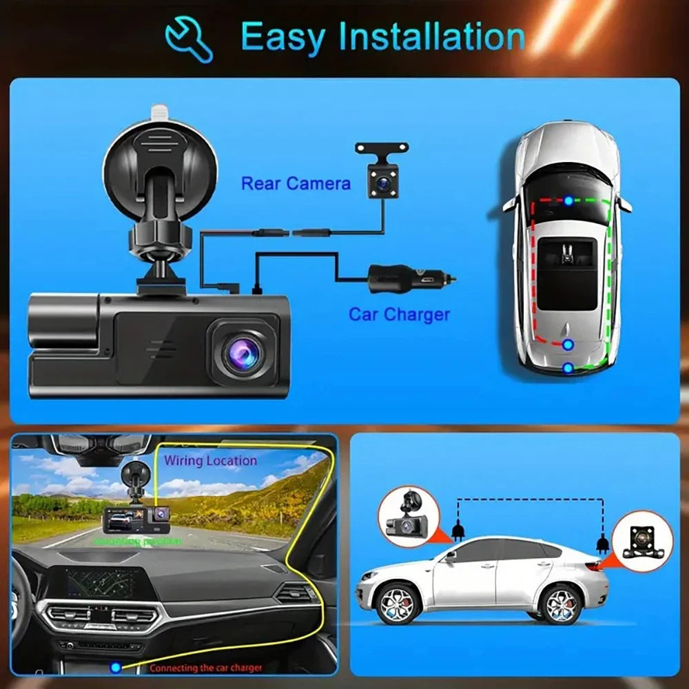 3Camera Dash Cam For Car Camera 1080P Video Recorder WIFI Car DVR 2lens Front Rear View Camera Night Vision Car Accessories