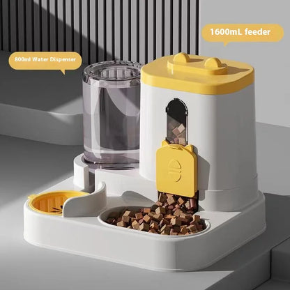 Automatic Feeder with Spill Proof Design with Water Fountain Pet Food Dispenser for Small Medium Large Cats Dogs