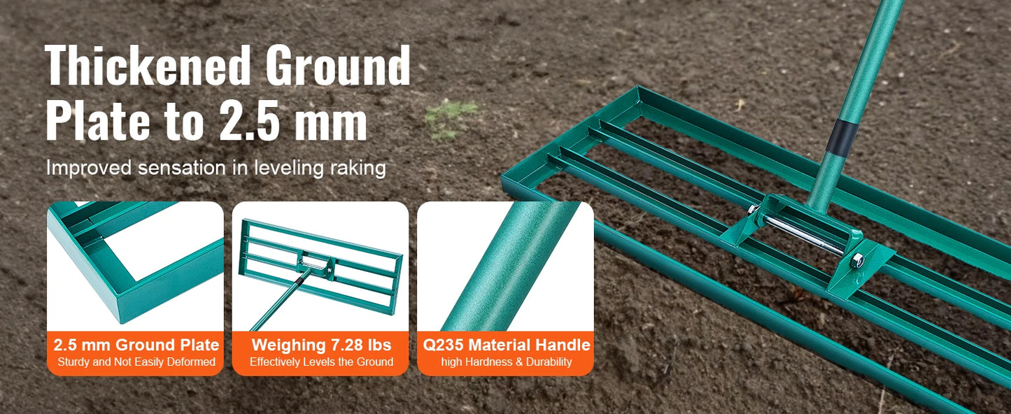 VEVOR Lawn Leveling Rake  Level Lawn Tool, Heavy-duty Lawn Leveler with  Extended Handle Yard Leveling Rake Suit