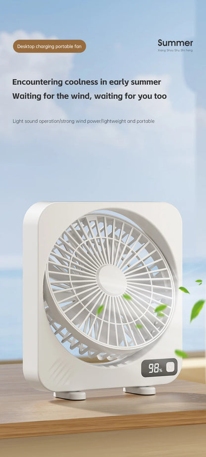 Electric Fan Portable Usb Charging Cycle Electric Fan Table Fan Digital Display 5-speed Desktop Small Fan Office Camping