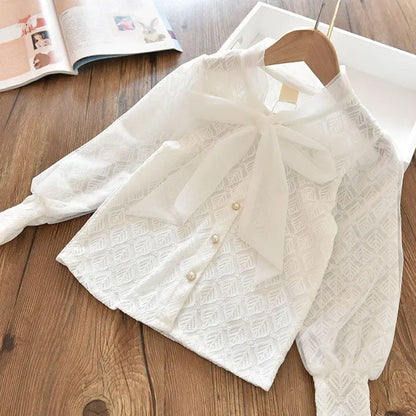 Girls' Shirt 2023 New Medium and Large Children Spring and Autumn Thin Long Sleeve Baby Shirt