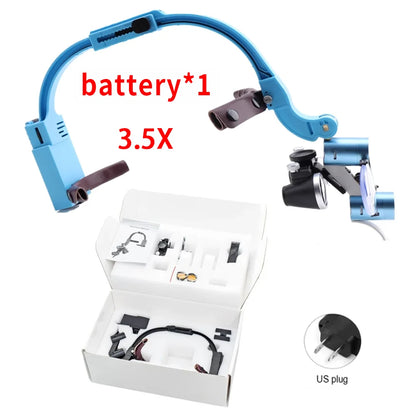 Dental Loupes LED Head Light Lamp With Carton Box 5W Light 2.5X 3.5X Binocular Loupes Dentistry Surgical Headlight