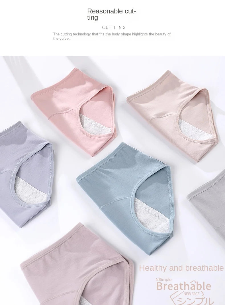 3PCS/set Women's menstrual briefs large flow postpartum water absorption leakproof briefs women's pure cotton menstrual briefs