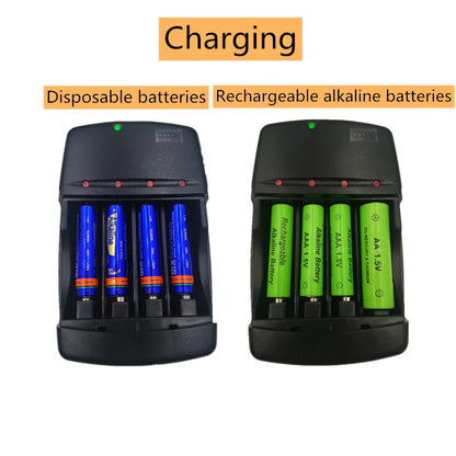 4 way Ecological Charger  with USB input port for  LR03 LR6 disposable Batteries and AA AAA Rechargeable alkaline Batteries