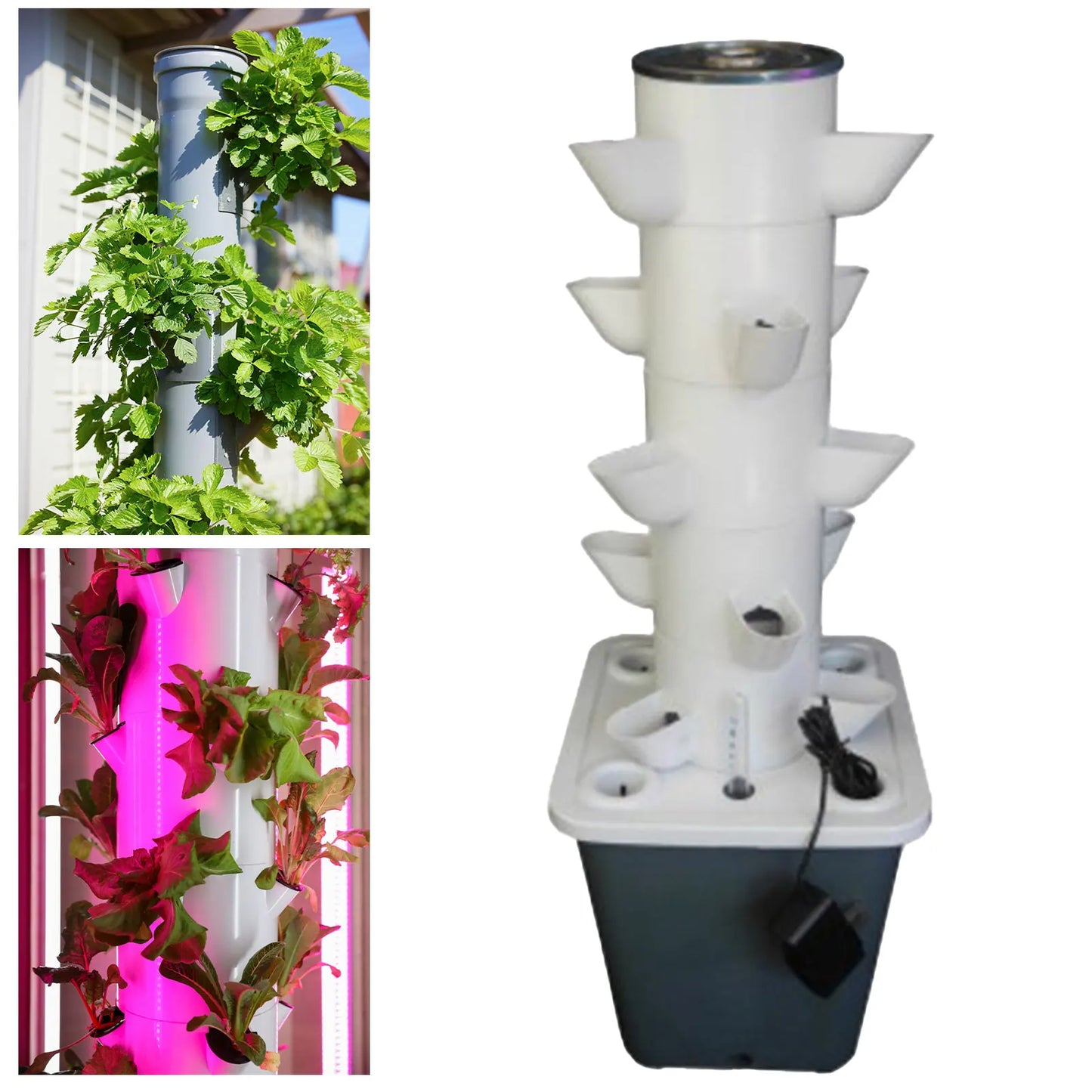 15/18/25/30 Holes Hydroponic Grow System Tower Kit Garden Planter Home Yard Water Pump Home Vertical Gardening Planter