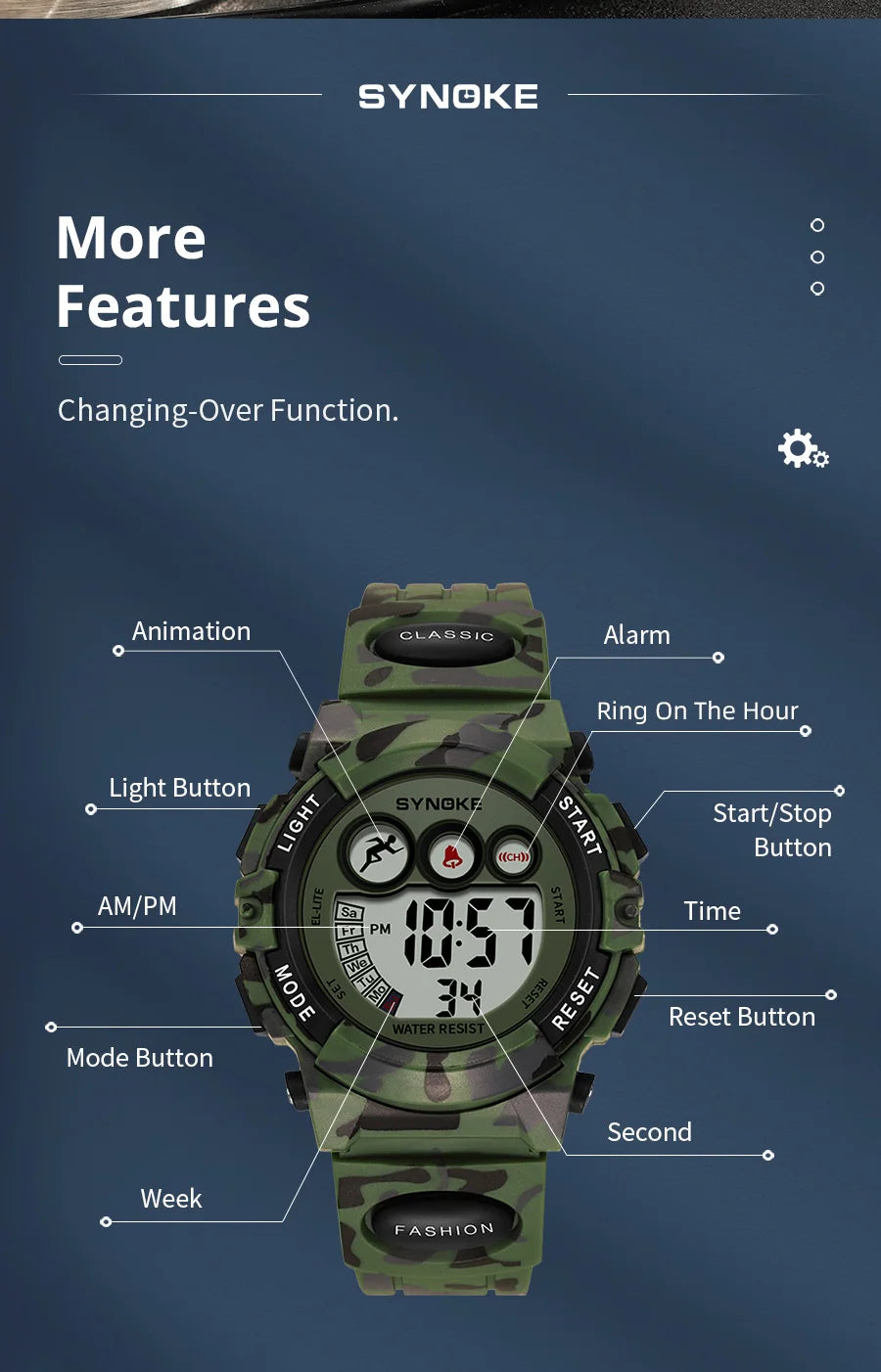 Kids Watch,Boys Watch for 3-15 Year Old Boys,Digital Sport Outdoor Multifunctional 50 M Waterproof Alarm Watch for Children