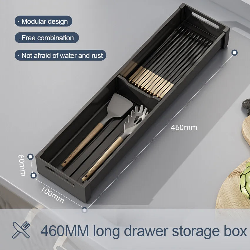 Utensil Drawer Organizer Kitchen Utensil Cutlery Tray Expandable Drawer Storage Retractable Under Cabinet Dish Drying Rack Shelf