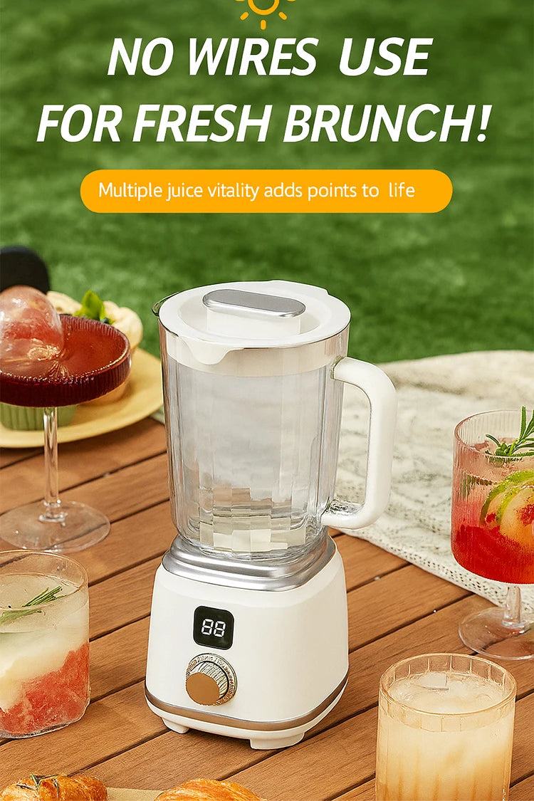Portable Blender Cup 600ML Mini Juicer Mixer/3000mAh USB Rechargeable/10-Blade Powerful Motor For Smoothies/Vegetables