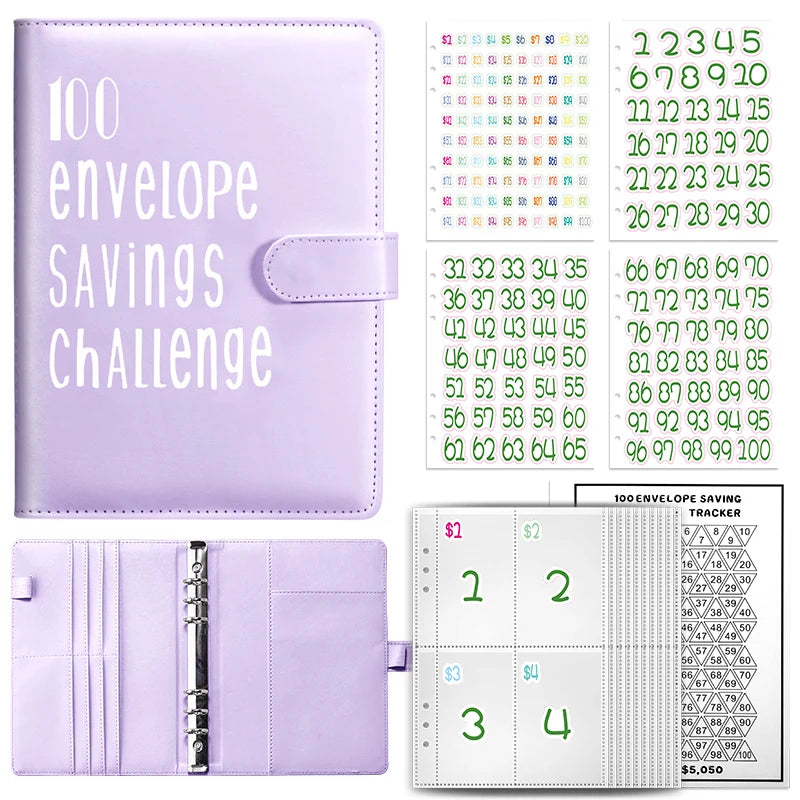 100 Envelope Cash Savings Challenge, Saving Challenge Envelop Book, Budget Envelope Financial Assistant, A5 Size Cash Binder