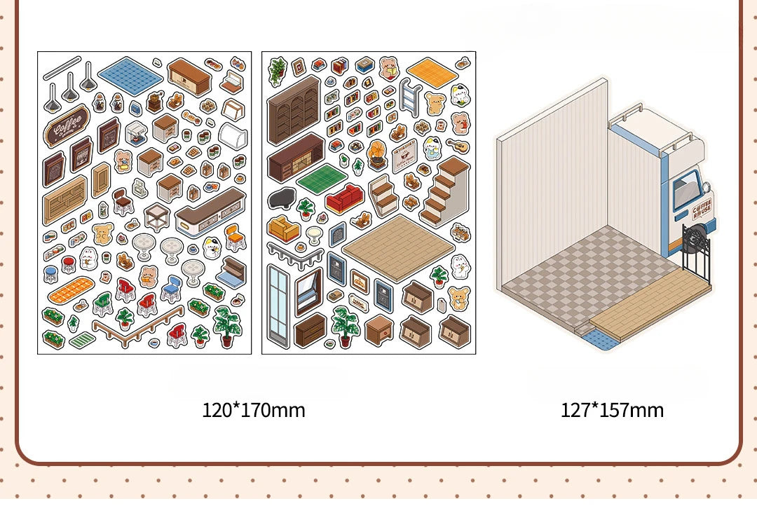 Creative Design Outdoor Scene Sticker for Student Cute Cartoon DIY Decor Landscaping Sticker Scrapbook Journal Student Sticker