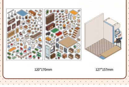 Creative Design Outdoor Scene Sticker for Student Cute Cartoon DIY Decor Landscaping Sticker Scrapbook Journal Student Sticker