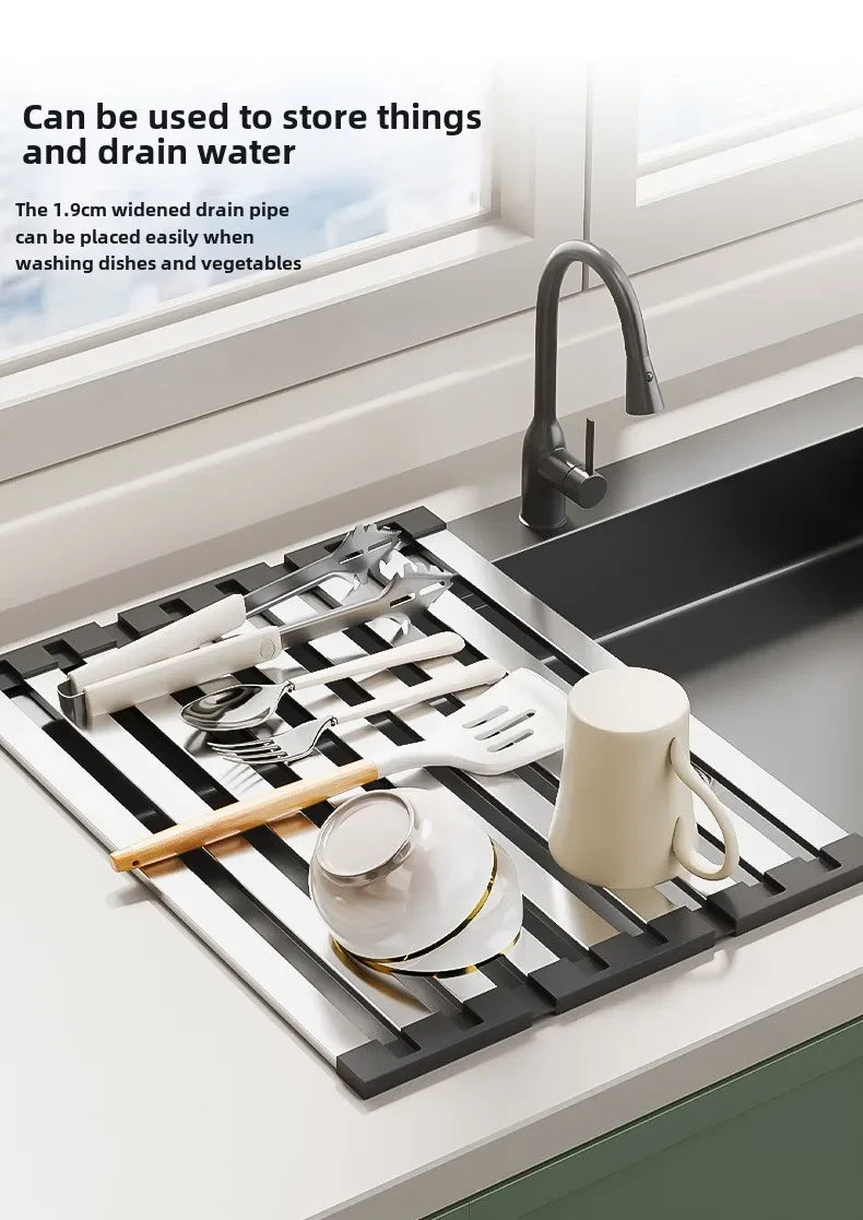 Roll up Dish Drying Rack Over The Sink for Kitchen Portable Aluminum Dish Rack Foldable Dish Drying Racks No rust No mildew New