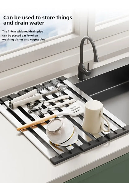 Roll up Dish Drying Rack Over The Sink for Kitchen Portable Aluminum Dish Rack Foldable Dish Drying Racks No rust No mildew New