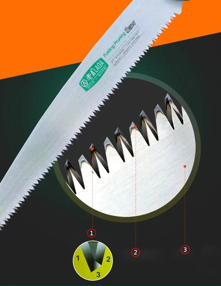 LAOA Quick folding saw, adjustable angle, waist hanging hand saw, woodworking saw, camping saw, hand board garden saw