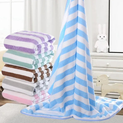 Thick towel Absorbent Facial Towel Striped Coral Velvet Bath Towel Quick Drying Beach Towel Household motion bath bath towel