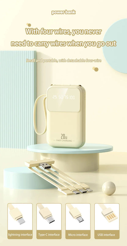 New Built In Power Bank With Small And Portable 20000mAh Llarge Capacity Portable Power Bank Super Fast Charging Power Bank Hot