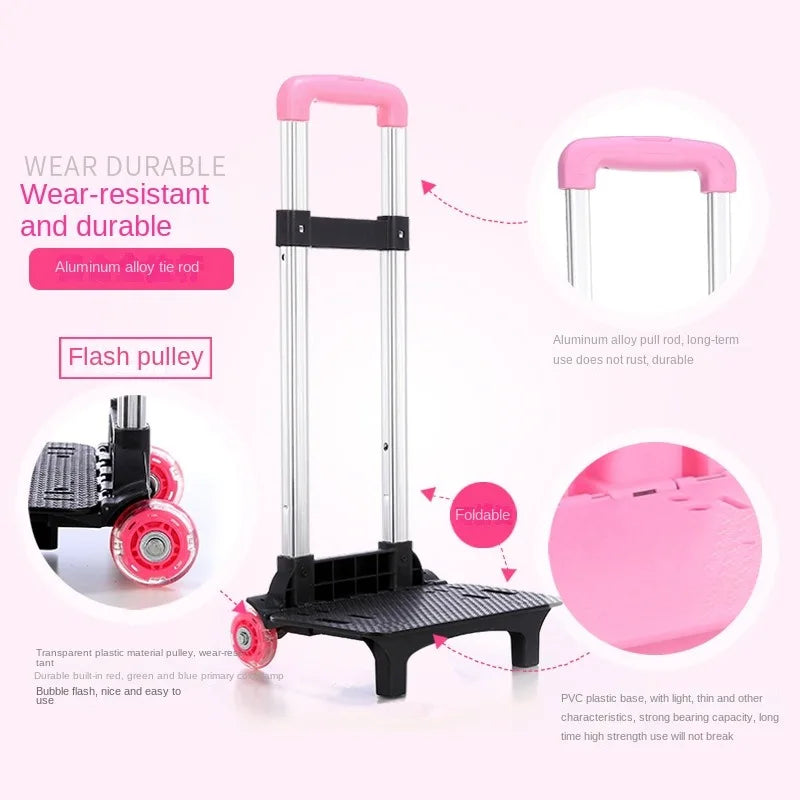 Children School backpack for Girls Cute Cat School Students Backpack For Kids Wheeled Backpack Bag Trolley School Bags On Wheels