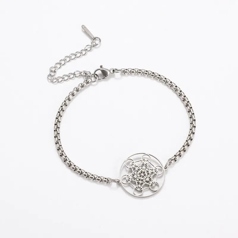 Angel Seal Archangel Metatron Cube Bracelet Women Men Salomon Box Chain Bracelet Stainless Steel Jewelry Gift