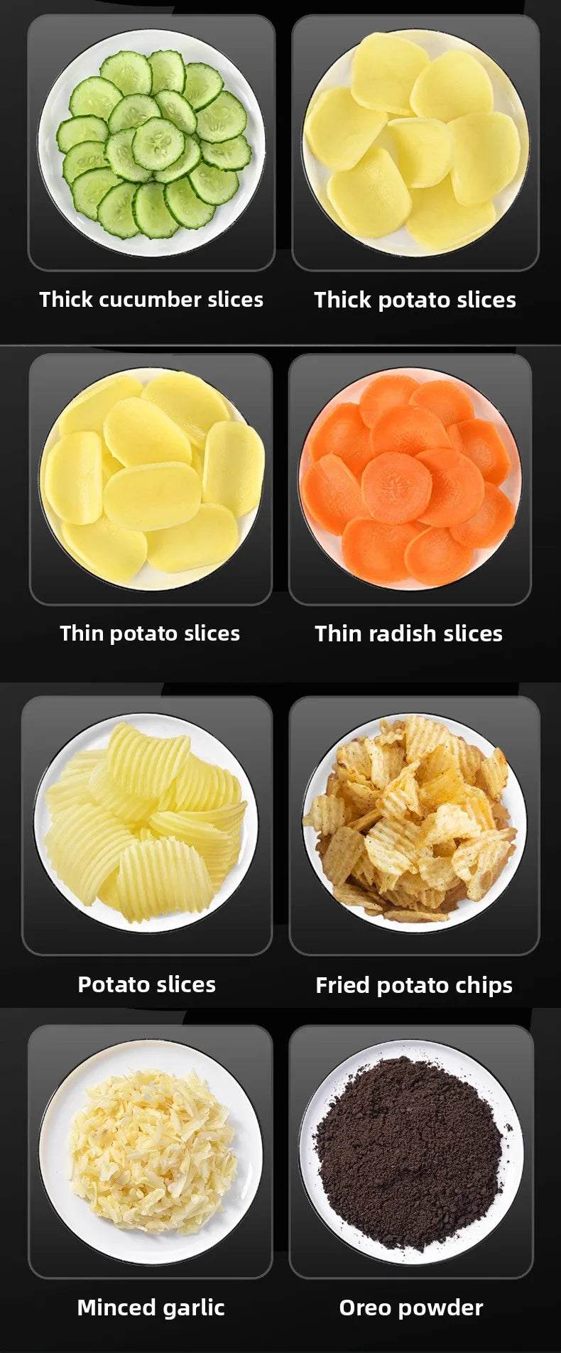 Electric Vegetable Cutter Household Full-Automatic Multifunctional Slicing,Shredding And Planing Machine For Potato/Carrot/Onion