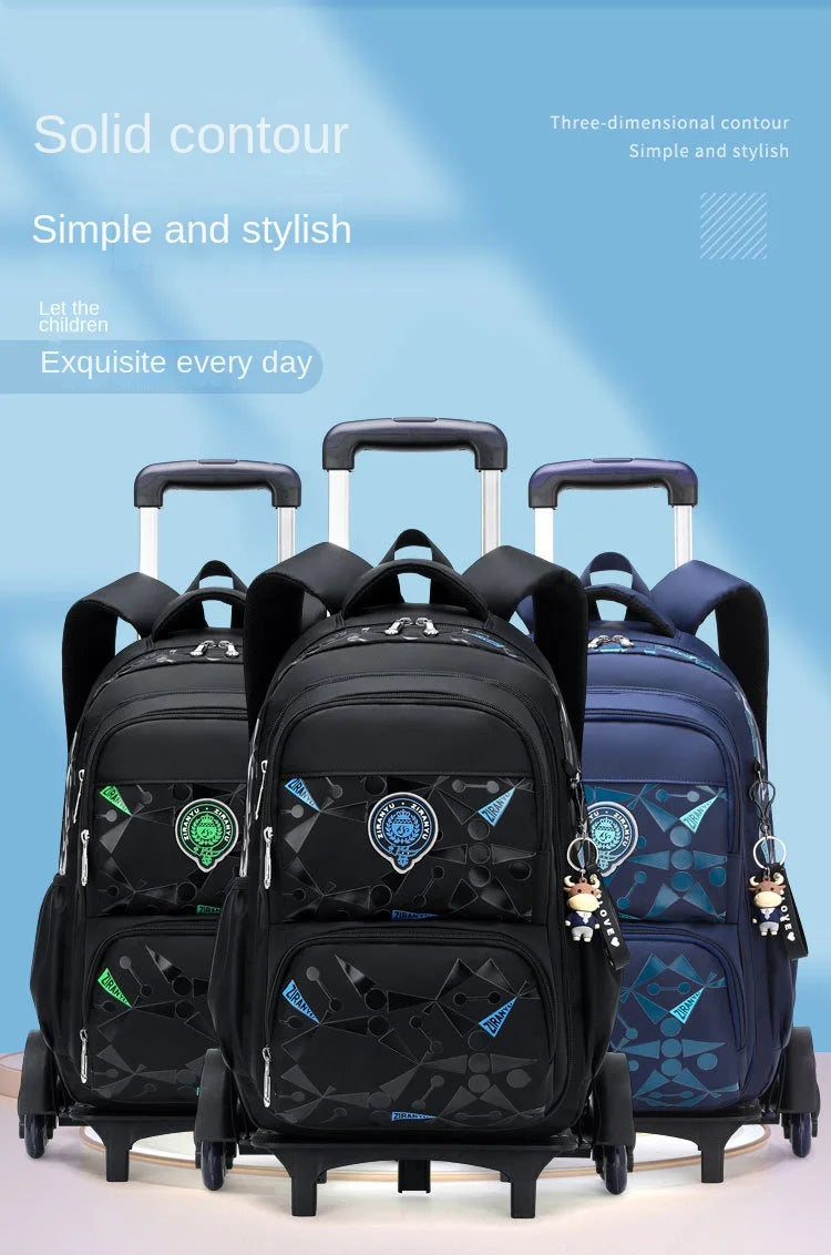 School Rolling Backpacks School bags for Boys Trolley bag with Wheels Waterproof Orthopedic School Bag Student Wheeled Backpack