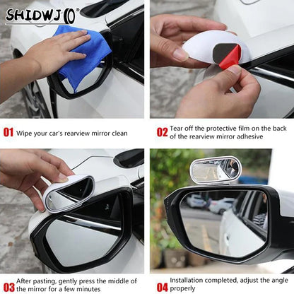 360° Adjustable Car Mirror Wide Angle Side Rear Mirrors Blind Spot Snap Way For Parking Auxiliary Rear View Mirror Accessories