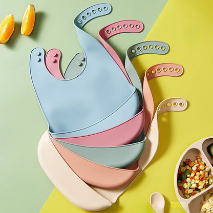 Baby Bib Adjustable Waterproof Bibs Babies Soft Edible Silicone Newborn Saliva Dripping Towel Drooling Children Scarf BPA Free