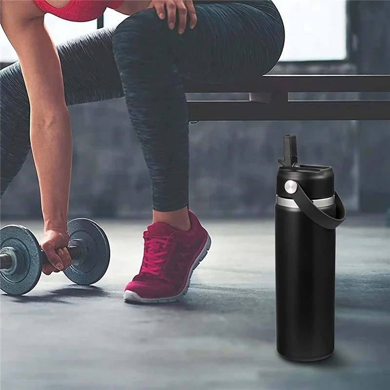 2 Pack Straw Lid for Hydro Flask Wide Mouth 12Oz 18Oz 32Oz 40Oz 64Oz,Flexible Handle Replacement Lid Straws