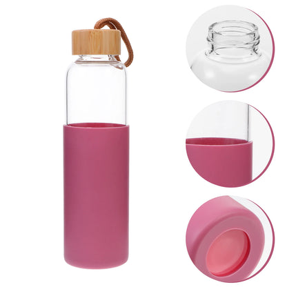 Outdoor Glass Cup Mini Water Bottles Student Water Bottles Portable Water Cup Drinking Cup With Bamboo Cover
