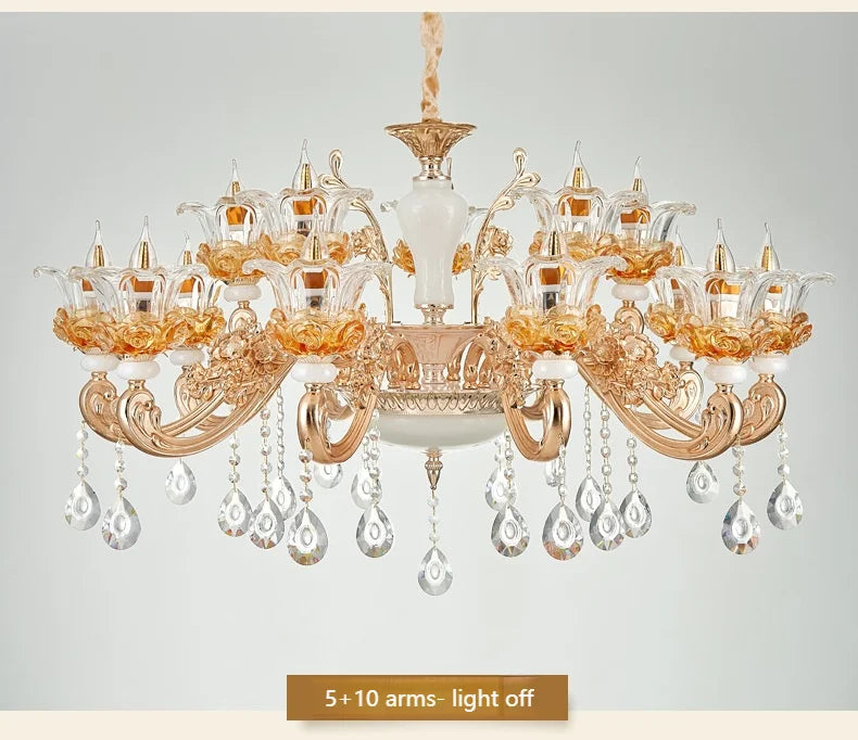 Flower Glass Lampshade Crystal Pendant Lamp Living Room Dining Room Bedroom Hall Villa New Design Hot Sale Decorative Chandelier