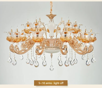 Flower Glass Lampshade Crystal Pendant Lamp Living Room Dining Room Bedroom Hall Villa New Design Hot Sale Decorative Chandelier