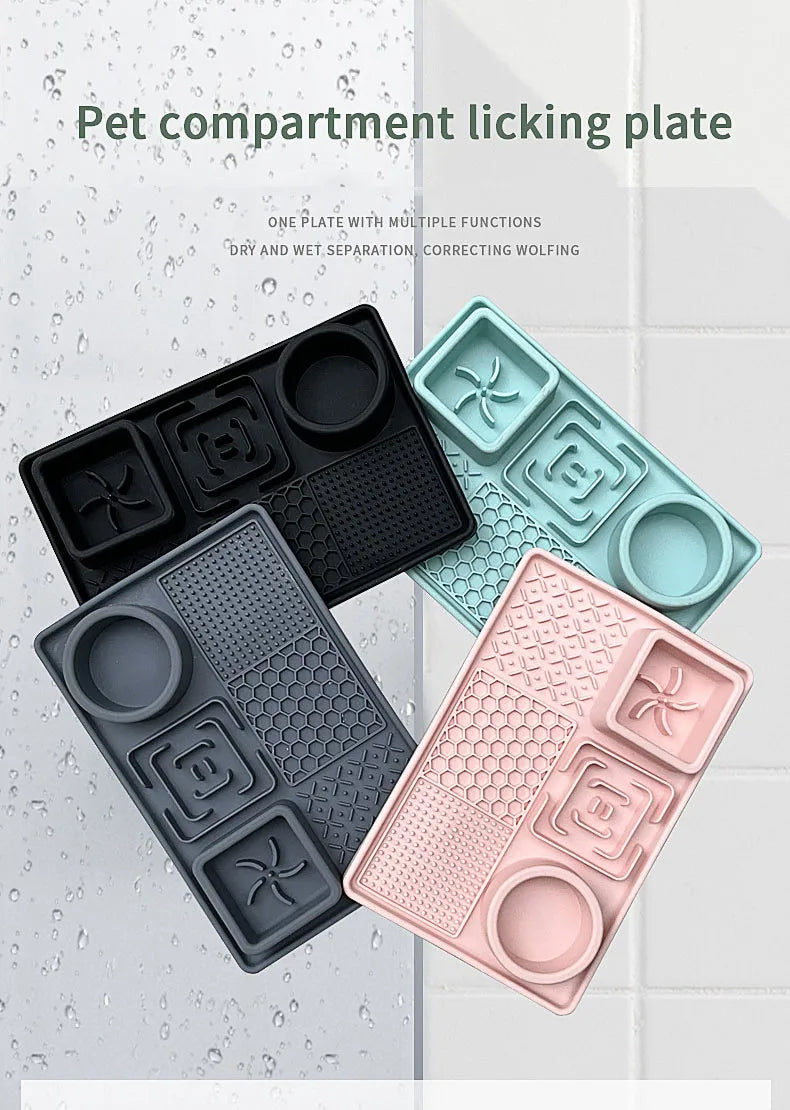Multifunction Pet Slow Feeder Bowls Dog Licking Mat With Suction Cups For Anxiety Relief Dog Cat Water Drinking Eating Food