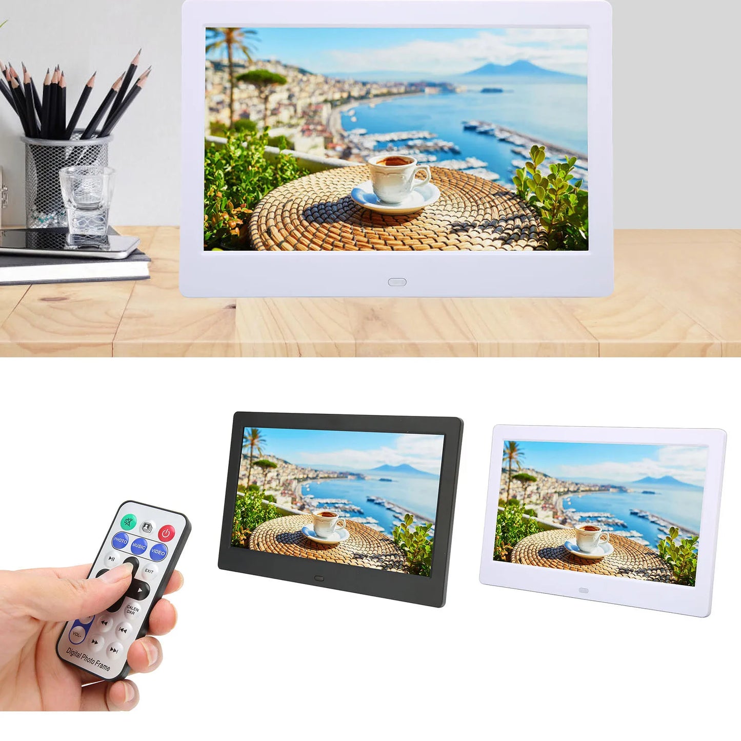 Digital Photo Frame HD 10.1 Inch 1024x600 LCD Display Smart Electronic Picture Frame with Remote Control Digital Picture Album