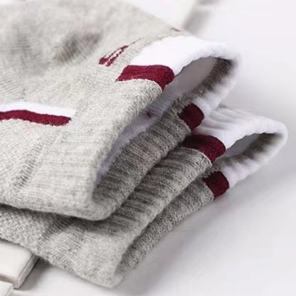 5 Pairs/pack of "Sports" MEN'S Summer Socks, Personalized Boat Socks, Breathable Mesh, Youth Student Socks, Mixed Colors