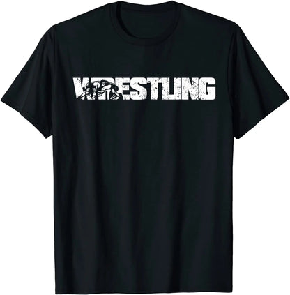 Mens Wrestling Print T-Shirt Summer 100% Cotton Casual Tees Tops